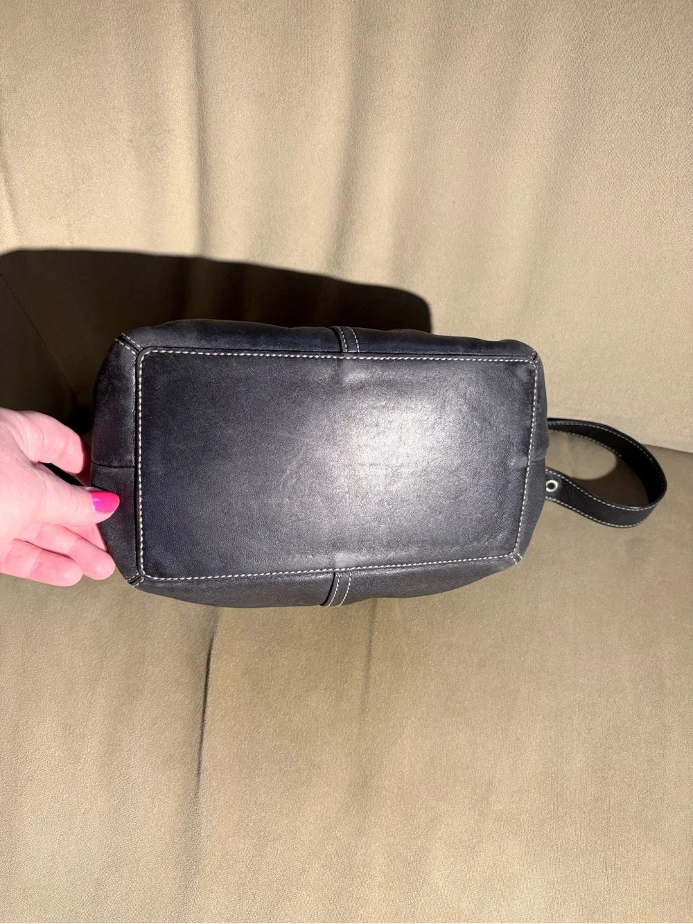 COACH Medium Hobo Leather Shoulder Crossbody Bag in Black with Silver Hardware